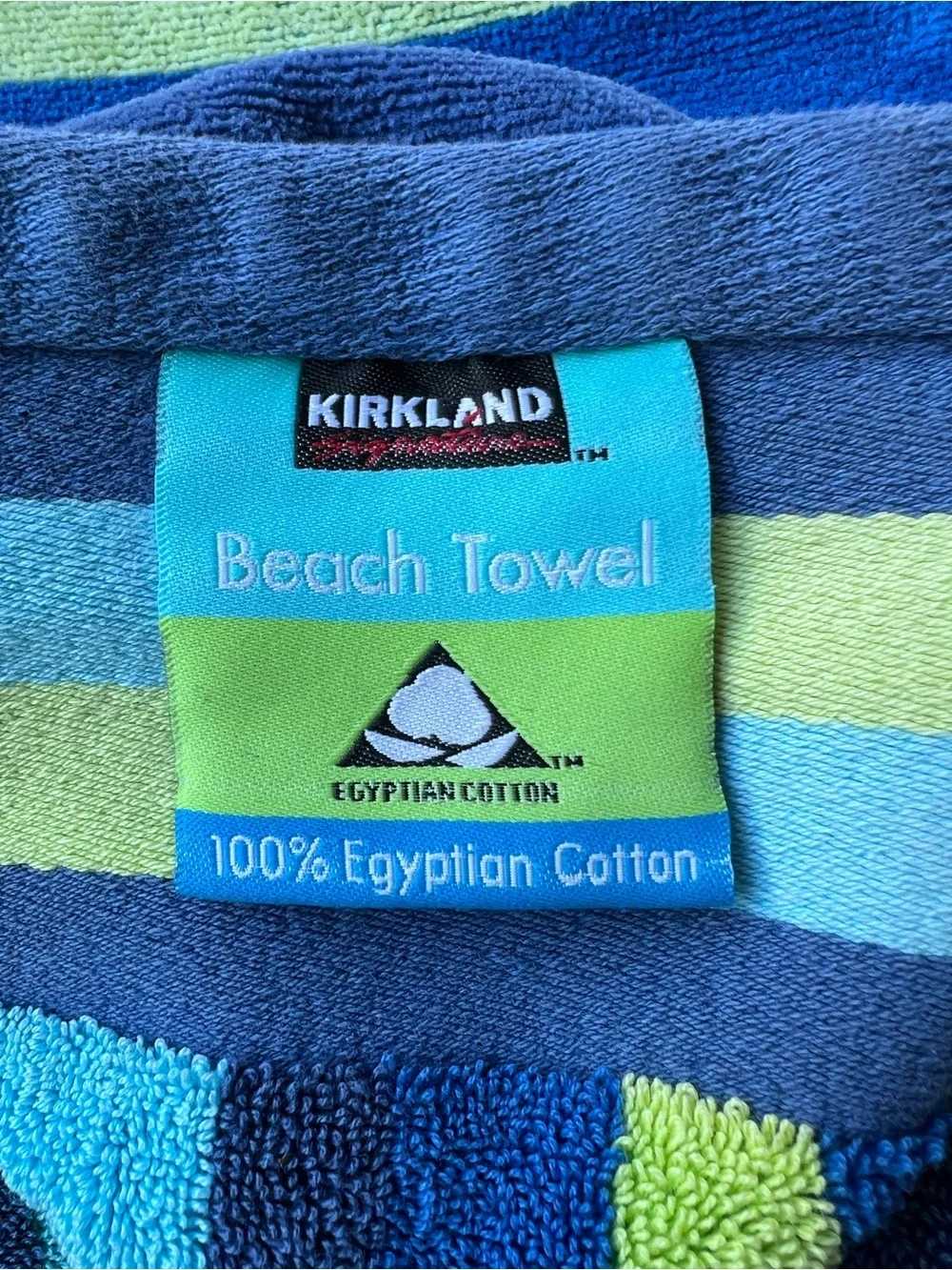 KIRKLAND Extra-Large Beach Towel 67x36 Blue Aloha Egyptian Cotton Made in Egypt